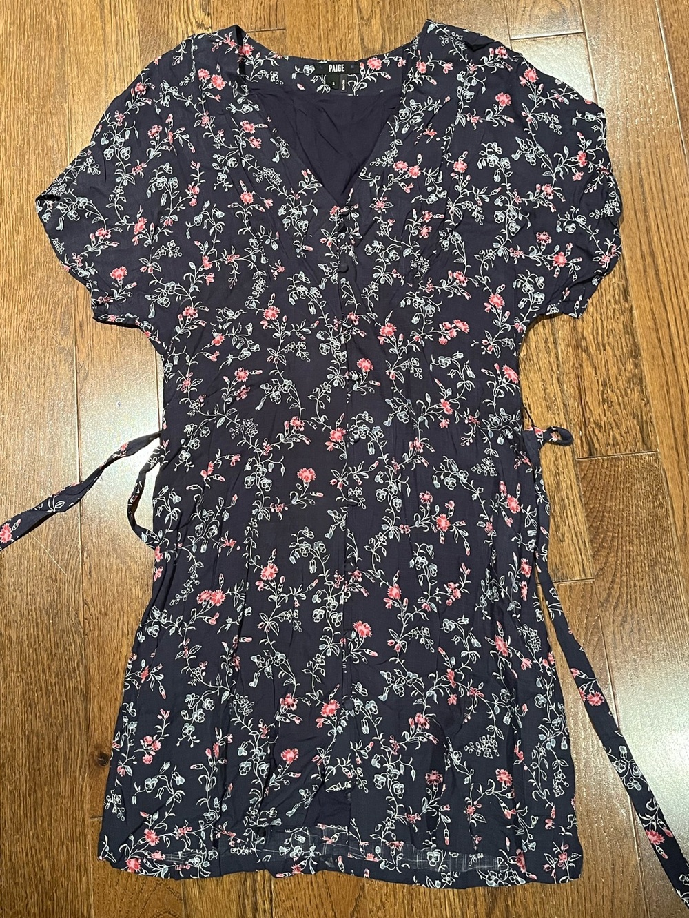 PAIGE Cherelle floral print minidress with pink and white accents